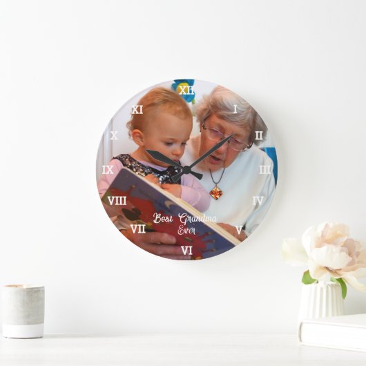 Beste Oma je Fotomaterial erstellen Große Wanduhr (Zuhause)