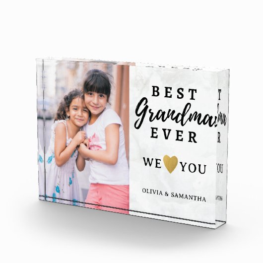 Beste Oma je Großkinder Liebe Marmor Fotoblock (Rechts)