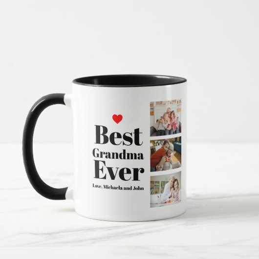Beste Oma je Herz 3 FotoCollage Tasse (Links)