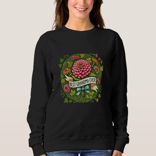 Beste Oma je Illustration Kunst Zinnias Sweatshirt (Vorderseite)