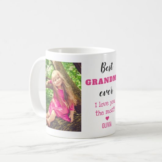 Beste Oma je Liebe Sie das größte Foto für Großkin Kaffeetasse (Vorderseite Links)