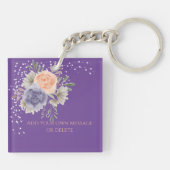 Beste Oma je Lila Peony Rose Schlüsselanhänger (Rückseite)