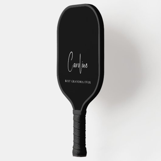 Beste Oma je Monogram Script schwarz Pickleball Schläger (Links)
