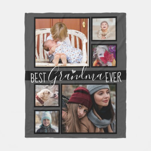 Beste Oma je Multi-Foto Grau Fleecedecke (Vorderseite)