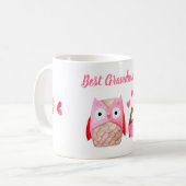 Beste Oma je Niedliche Owls Personalisiert Rosa Kaffeetasse (Vorderseite Links)