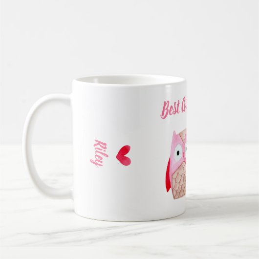 Beste Oma je Niedliche Owls Personalisiert Rosa Kaffeetasse (Links)