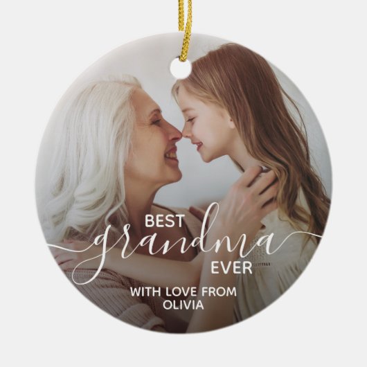 Beste Oma je Personalisiertes Foto Keramik Ornament (Vorne)