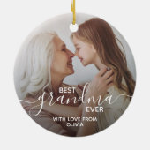 Beste Oma je Personalisiertes Foto Keramik Ornament (Hinten)