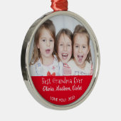 Beste Oma je Personalisiertes Foto Weihnachten Ornament Aus Metall (Rechts)