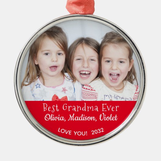 Beste Oma je Personalisiertes Foto Weihnachten Ornament Aus Metall (Vorne)