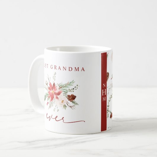 Beste Oma je Poinsettia Blumenweihe Kaffeetasse (Vorderseite Links)