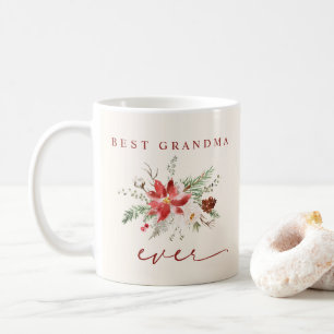 Beste Oma je Poinsettia Grüne Weihnachten Kaffeetasse