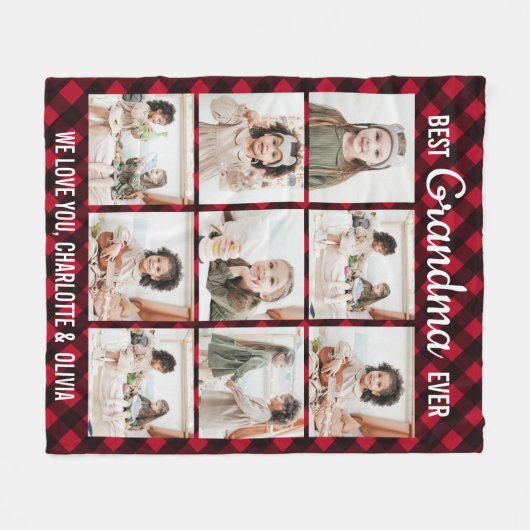 Beste Oma je Red Buffalo Karierte FotoCollage Fleecedecke (Vorderseite (Horizontal))