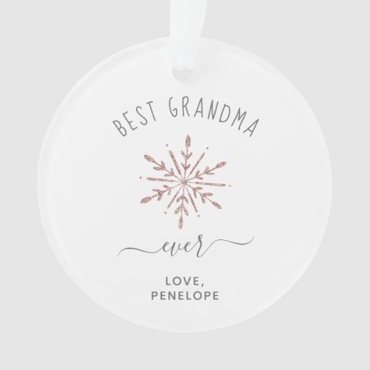 Beste Oma je | Rose Gold Snowflake und Foto Ornament (Vorderseite)