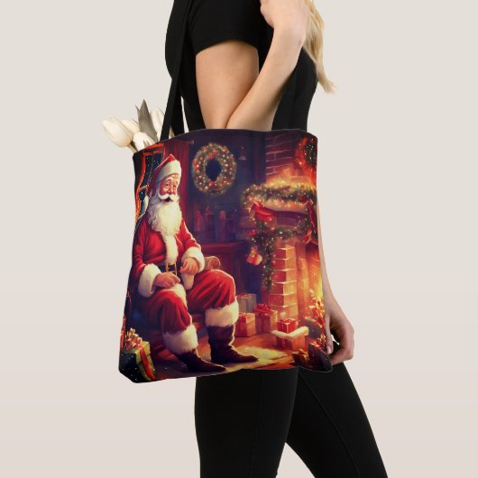 Beste Oma je | Santa am Kamin | Rot Tasche (Von Nahem)