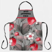 Beste Oma je Schürze Rot und Grau Erdbeere (Vorderseite)