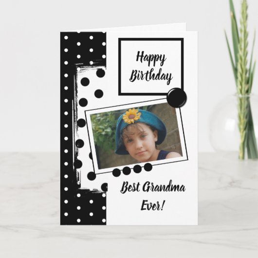 Beste Oma je schwarz-weiß mit Foto Karte (Vorderseite)