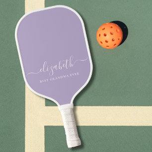 Beste Oma je Script Monogram Lavendel Pickleball Schläger