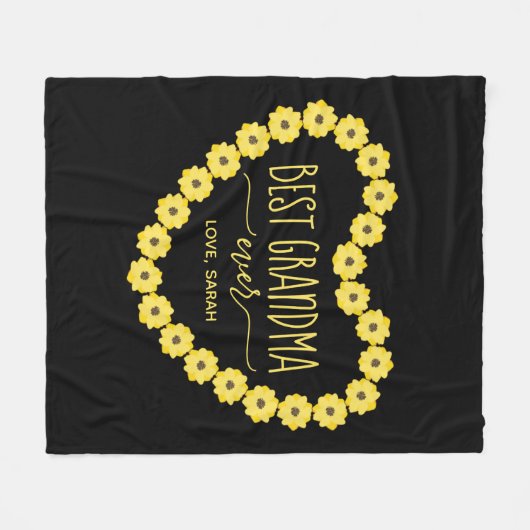 Beste Oma je Sonnenblumen Personalisiertes Herz Fleecedecke (Vorderseite (Horizontal))