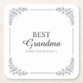 Beste Oma je Stilvolle Schwarz & Weiß-Blüte Rechteckiger Pappuntersetzer (Vorderseite)