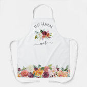 Beste Oma je | Trendy Burgundy Boho Floral Schürze (Vorderseite)