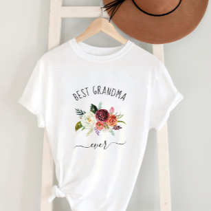 Beste Oma je | Trendy Burgundy Boho Floral T-Shirt