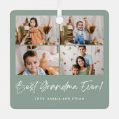 Beste Oma je vier Foto Ornament Aus Metall (Vorderseite)