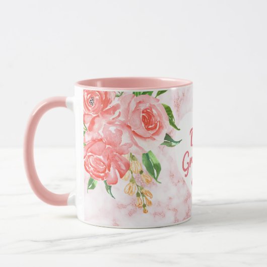 Beste Oma je Wasserfarbe Rosa Marmor Tasse (Links)