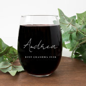 Beste Oma je White Script Monogram Weinglas Ohne Stiel