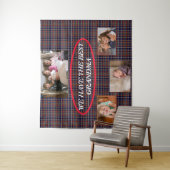 Beste Oma Lively Red Blue Kariert Tartan Backgroun Wandteppich (Beispiel)