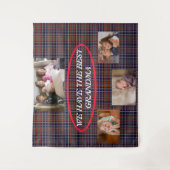 Beste Oma Lively Red Blue Kariert Tartan Backgroun Wandteppich (Vorderseite)