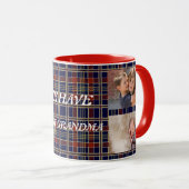 Beste Oma mit 4 Fotos Kariert Tartan Tasse (VorderseiteRechts)