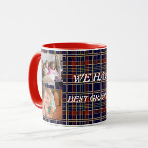 Beste Oma mit 4 Fotos Kariert Tartan Tasse