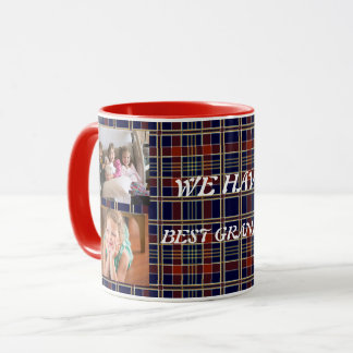 Beste Oma mit 4 Fotos Kariert Tartan Tasse