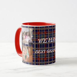 Beste Oma mit 4 Fotos Plaid Tartan Tasse
