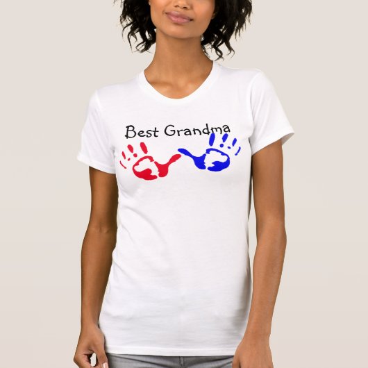 Beste Oma mit Handprints T - Shirt (Vorderseite)
