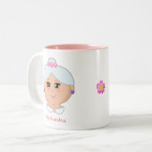 Beste Oma mit rosa Blume verziert Zweifarbige Tasse (Vorderseite Links)