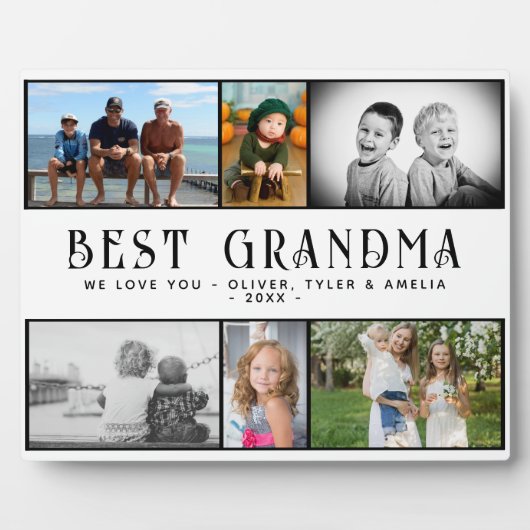 Beste Oma Modern 6 Foto Collage Keepake Fotoplatte (Vorderseite)