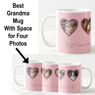 Beste Oma rosa Herzen Vier Kinder Foto Collage Kaffeetasse