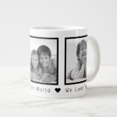 Beste Oma Schwarz und Weiß Schwarzer Rahmen 3 Foto Jumbo-Tasse (Vorderseite Rechts)