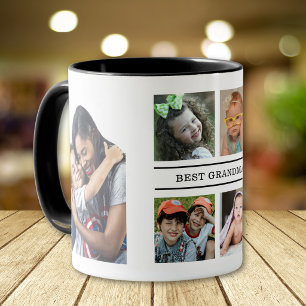 Beste Oma Schwarz-Weiß-Enkelkinder 6 Foto Tasse