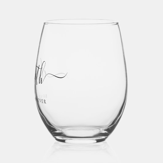 Beste Oma Script Monogram Weinglas Ohne Stiel (Links)