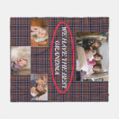 Beste Oma Tartan Kariert 4 Fotos Weißer Schriftart Fleecedecke (Vorderseite (Horizontal))