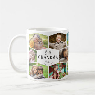 Beste Oma überhaupt 14 Foto-Collage Sechseck-Muste Kaffeetasse