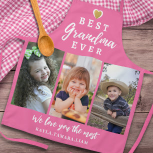Beste Oma überhaupt Enkelkinder 3 Fotocollage Rosa Schürze