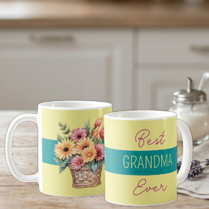 Beste Oma überhaupt Gerbera-Blumen gelb Kaffeetasse