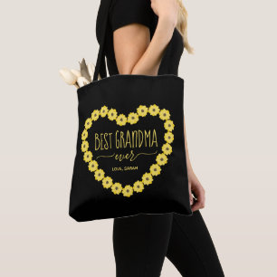 Beste Oma überhaupt Sonnenblumen-Herz Personalisie Tasche