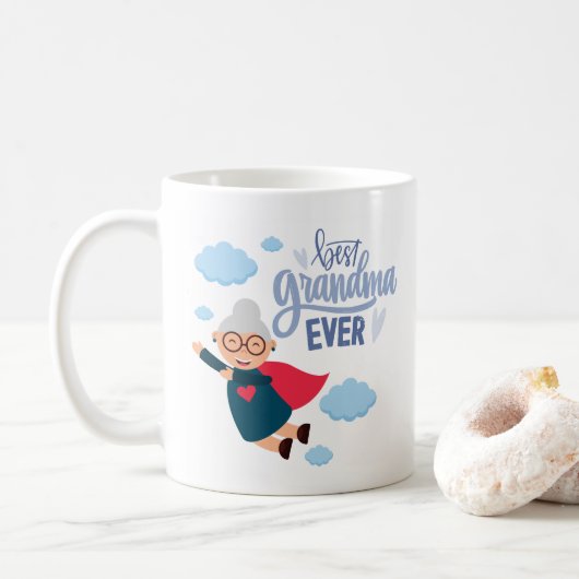 "Beste Oma überhaupt" Superheldin Oma Geschenk Kaffeetasse (Mit Donut)