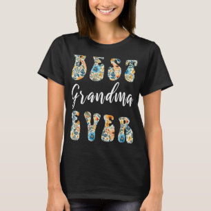 Beste Oma überhaupt Süße Retro-Blumen Florale Mutt T-Shirt