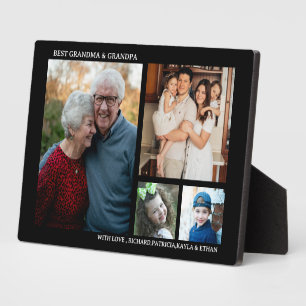 Beste Oma und Opa 4 Fotocollage Schwarz Fotoplatte